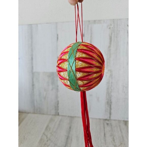 Vintage tassel unique ball red pink ornament Xmas tree ornament - Picture 5 of 7